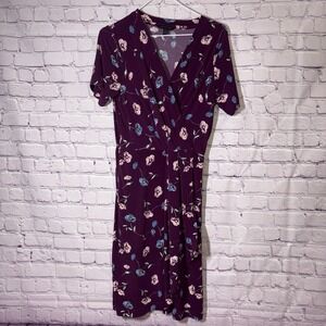 Banana Republic Flutter Wrap Dress Summer Purple Floral  Size Small